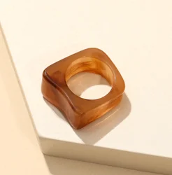 wholesale korean neon resin finger rings fashion geometric women chunky acrylic ring colorful plastic marble rings for girls