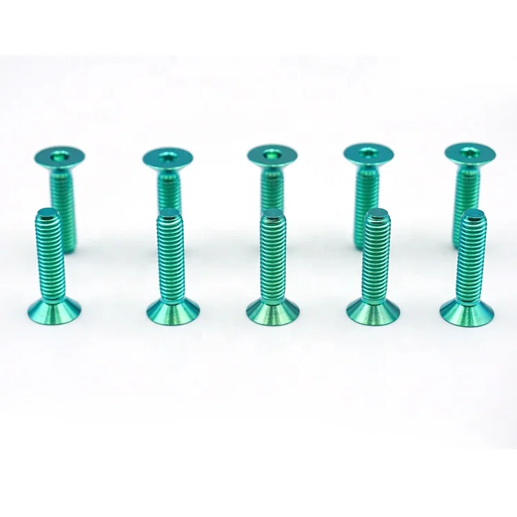 DIN7991 Gr5 Ti Titanium Anodized green Bolts Flat Head Countersunk Hex Screw