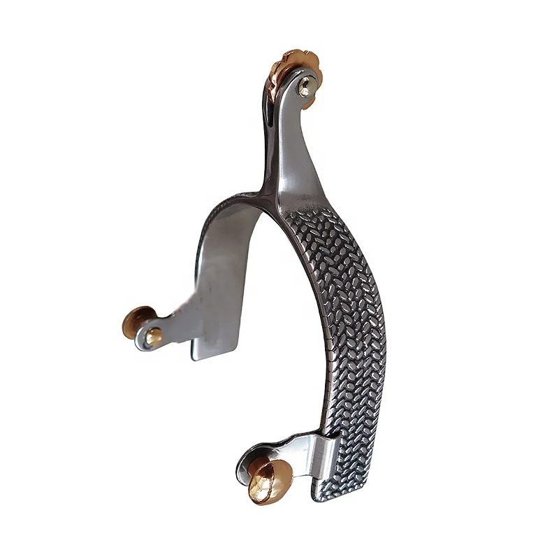 Fine western cowboy spurs, stainless steel end, brass gears and buttons