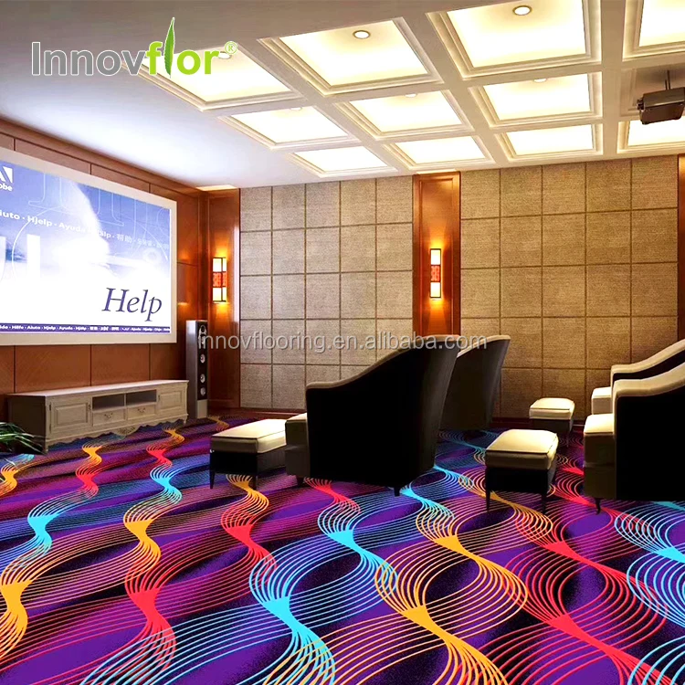 High Quality Custom Luxury Soundproof Axminster Design Cinema Wall To Wall Home Theater Room Carpet Roll For Home Movie Theater