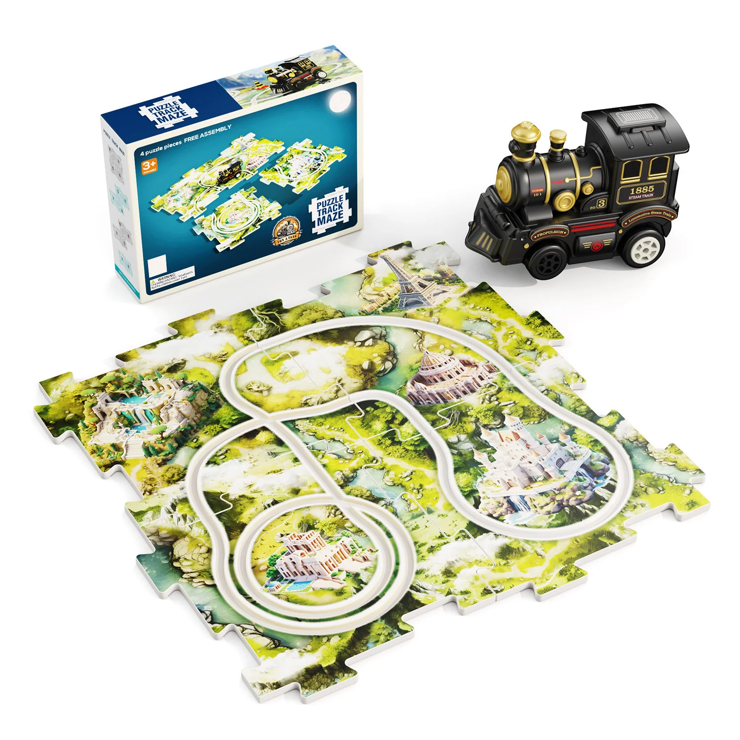 New style Children Building Block Adventure 5PCS Electric Plastic Slot Track Battery Train Railcar Set DIY Puzzle Rail Car Toy