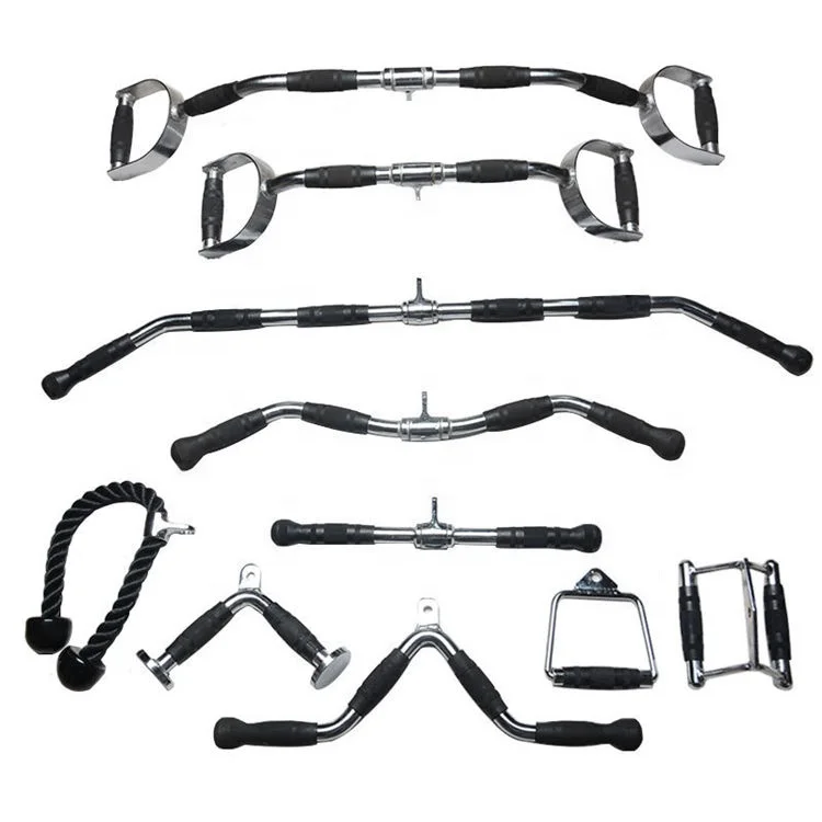 ABT Grips 5 Pieces Lat Pull Down Bar Pulley Cable Machine Bar Gym Equipment Fitness Accessories Cable Pull Down Attachments