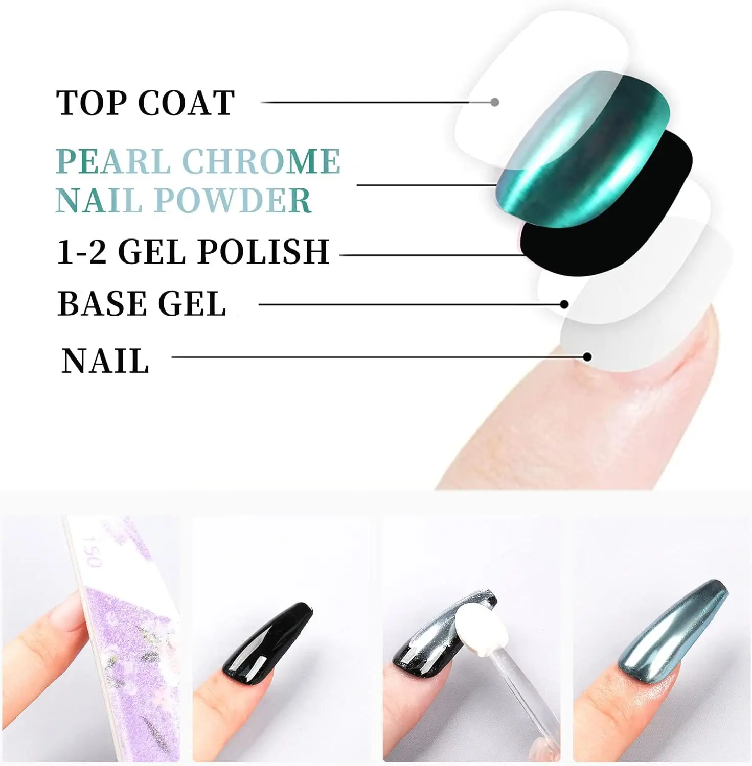 High Brightness Pearl White Chrome Nail Powder Mirror Powder Nail Pigment Powder White