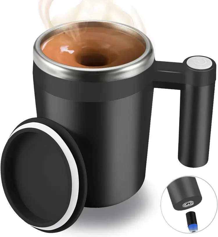 wholesale  electric auto self stirring mug coffee mixing cup automatic magnetic self-stirring coffee mug magnetic with handle