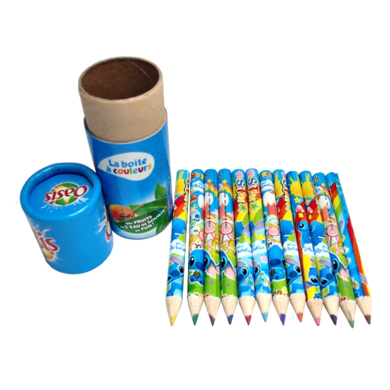 Professional Manufacturer Mini Colour Pencils Tube Box Packed Art Drawing Set 12 Colored Pencils Custom Wooden Pencil 6 Colors