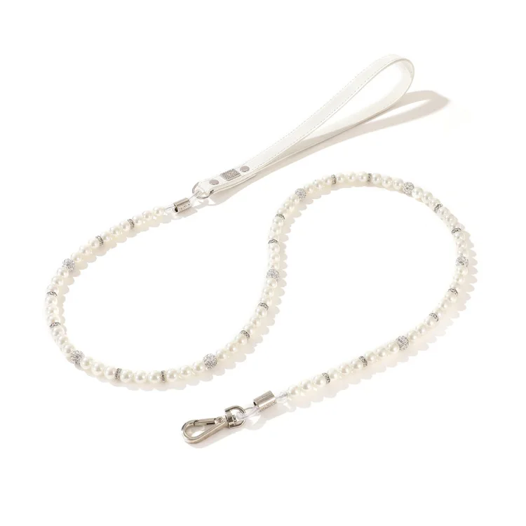 Wholesale Cute Fashion Pet Pu Leather Collars Necklace With Crystal Rhinestone Small Dog Cat Pearl Collars Pearl Necklace Set