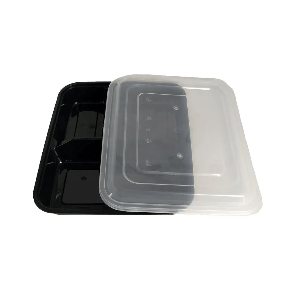 1000ml 3 compartment meal prep container microwave disposable bento food container takeaway food packaging container