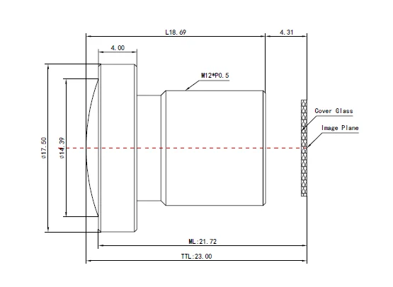 1/2.3' HD DFOV 170 Degree Wide Angle M12 lens with IR CUT Filter 14mp for Action Camera