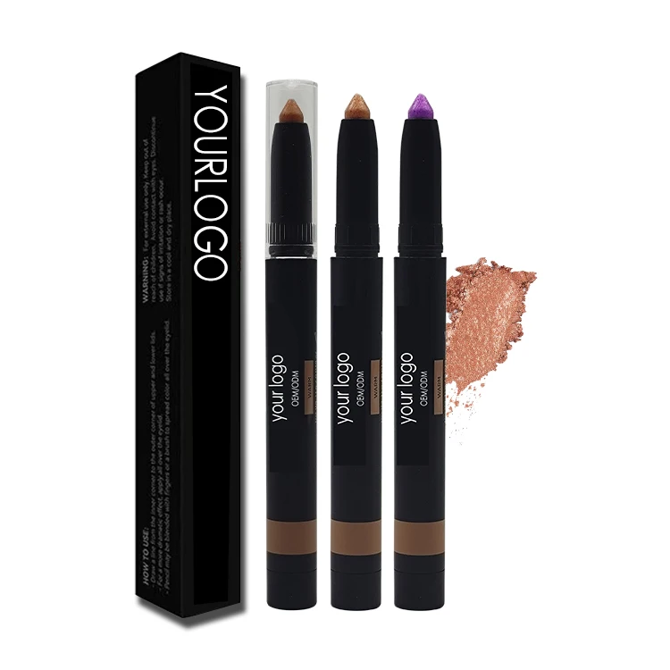 Hot Sale Custom Creative Glitter Dry Eyeshadow Stick High Pigment Matte Eye Cosmetics Luminous Shimmer Girls Dark