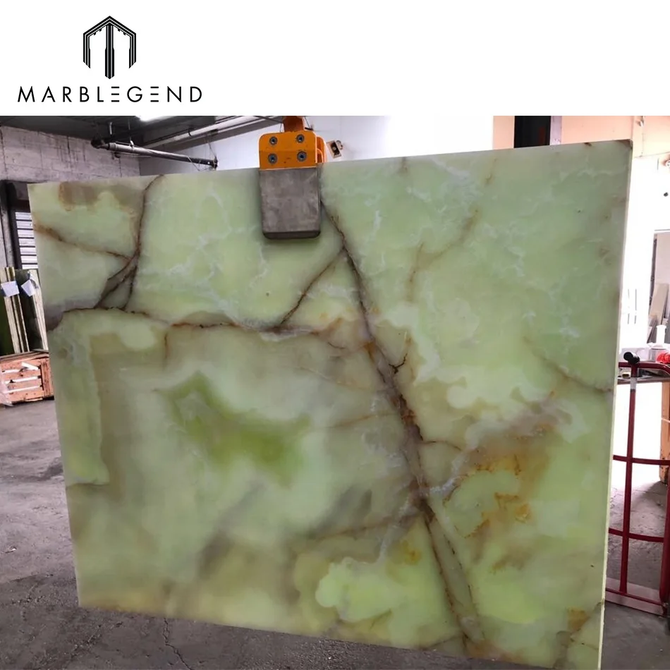 Transparent Marble Stone Open Book Green Onyx Slab bar Top Living Room Wall and Floor Decorative