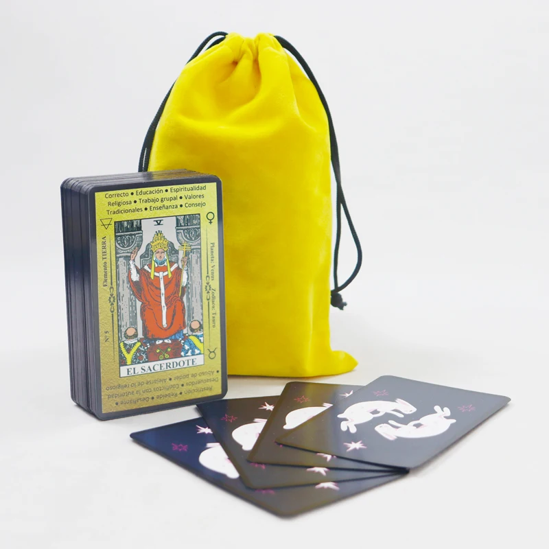 Wholesale Personalized Design Printing 78 Pages Paper Cards Black Edge Tarot Card With Cloth Bag