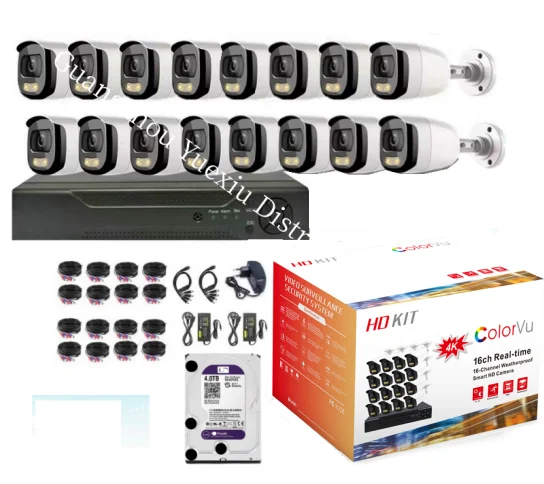 16 camera system very clear 4K 16pcs  camara audio color 4TB Hard disk DVR 16CH CCTV Camera Kit