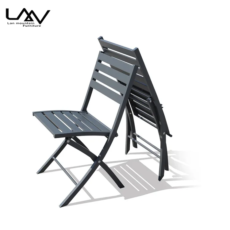 Simple design patio garden portable folding dinning furniture set aluminum frame outdoor restaurant table and chair.