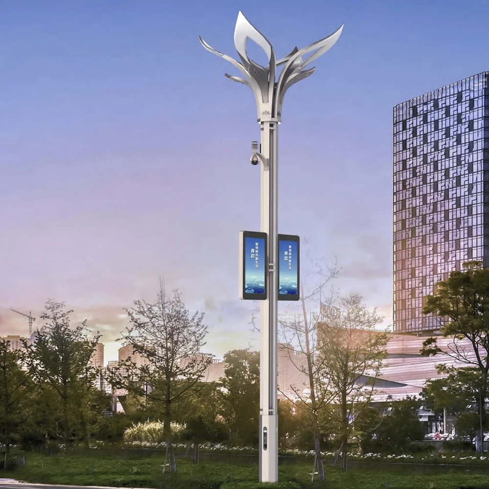 High Lumen Design Outdoor City Ac Ip65 Led Street Light Led Advertisement Smart Pole