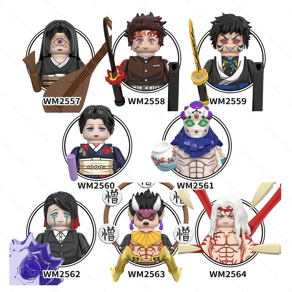 WM6163 DemonSlayeres Kamado Tanjirou Tamayo Gyokko Enmu Kibutsuji Muzan Аниме пластиковые Развивающие строительные блоки мини детские игрушки