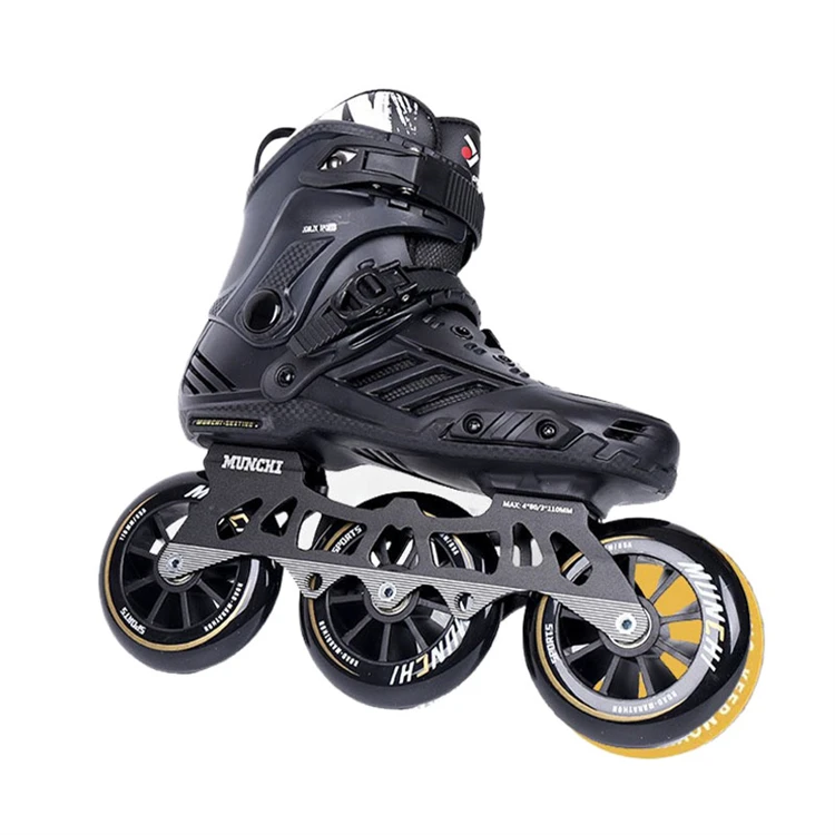 Popular in 2024 Roller Skate Shoes 85A 110mm*3 Wheel Black Speed Skating for Outdoor
