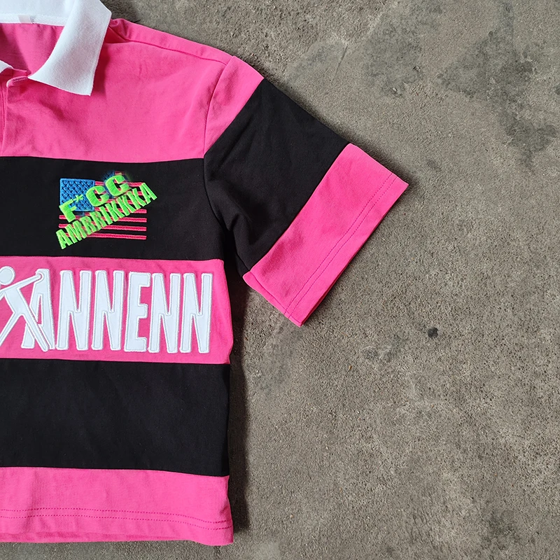 YSJY Streetwear Custom Logo Boxy Fit Tee Cotton Embroidery Printed Knitted Polo Cropped T Shirts For Men