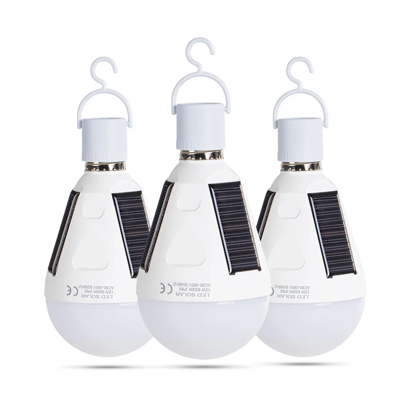 Waterproof Outdoor Camping Night Light Bulb E27 12W Rechargeable Solar Bulb Led Emergency Light