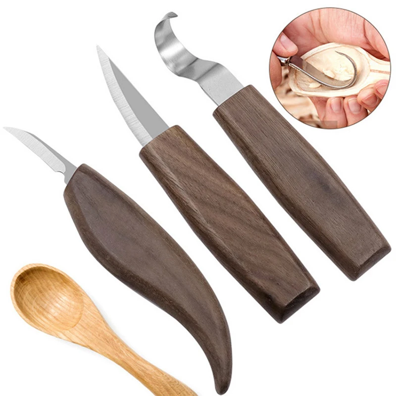 Carpenters Hand Sculpting Knives Tools Whittling Wood Carving Chisel Curved Knife Set