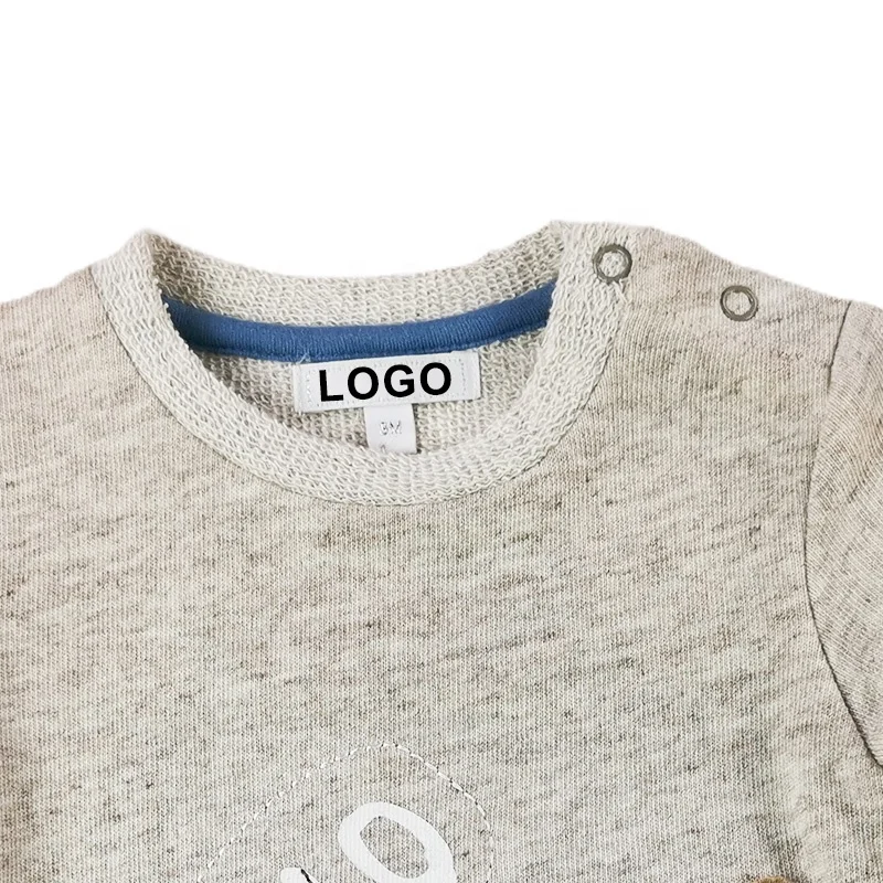 
Soft French Terry Infant Top Baby Crewneck Sweatshirt Bear Appliqued Baby Pullover Patch At Elbow 