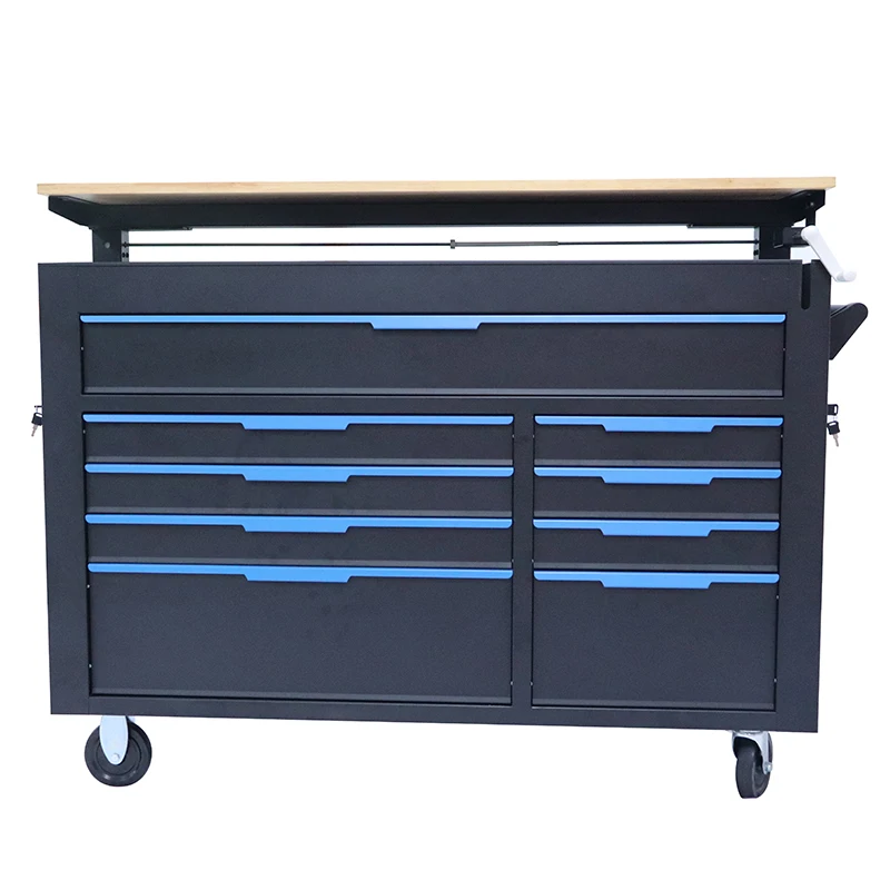 52 дюйма сверхмощный роликовый переносной верстак для инструментов тележка для шкафа с деревянной крышкой