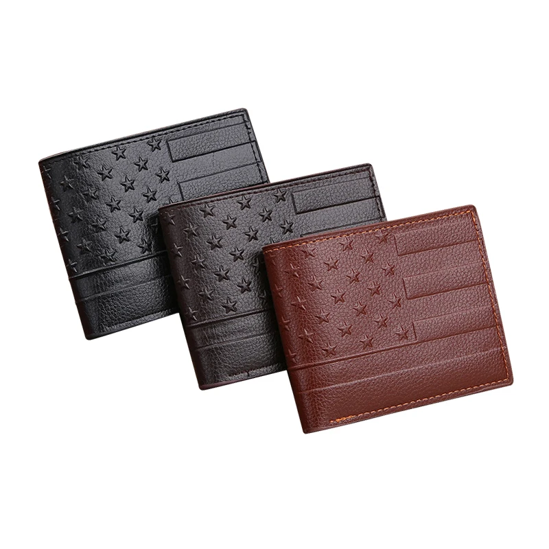Creative Star Embossed PU Leather Wallet Slim Money Clips Mens Wallet Card Holder Vintage Cash Bifold Short Purse Wallet