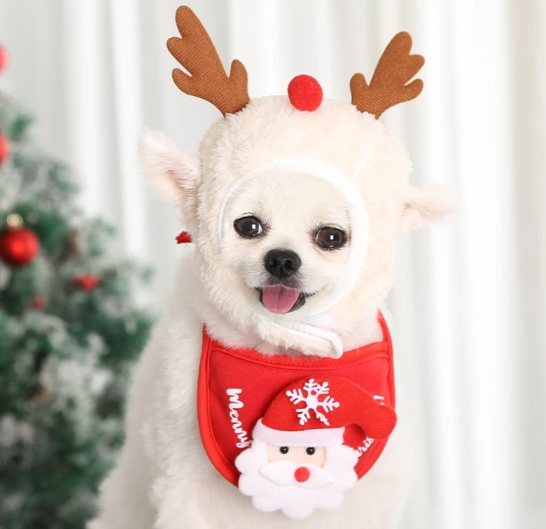 2024 new design Dogs cats Christmas hats drool bibs teddy bears magic buckets Bomei autumn and winter clothes Dress up supplies