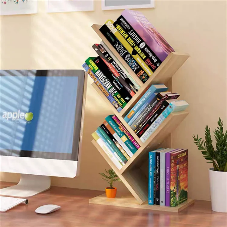 creative design 5 shelves tree book storage rack floor standing bookshelf for bedroom