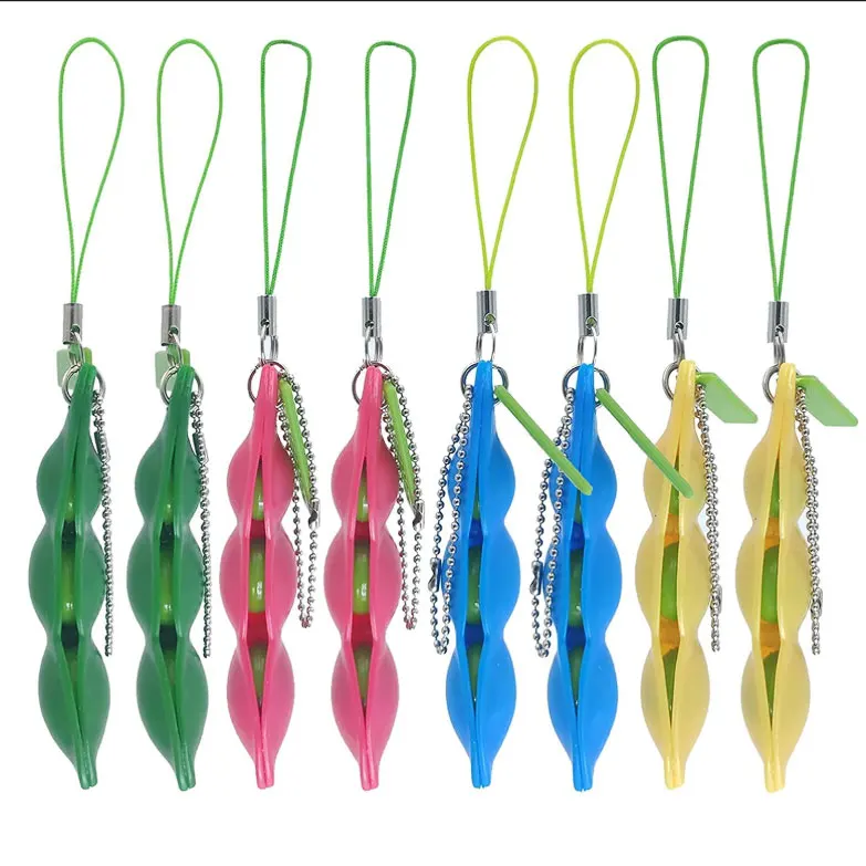 
Green bean Fidget Sensory Key chain or ball chains simple squeeze toys 