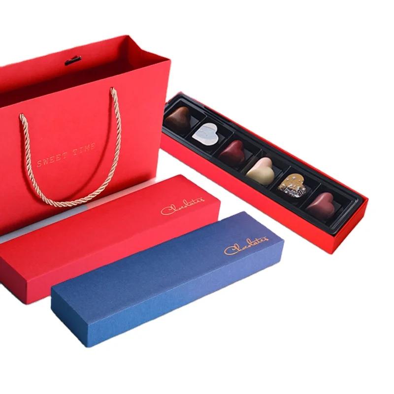 6 Pieces Chocolate Gift Box Paper Bag Custom Printing Cardboard Paper Box For Chocolate Sweets Candy
