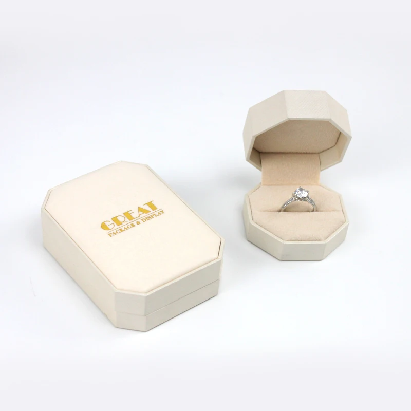 Восьмиугольная шкатулка для колец из искусственной кожи на заказ, Подарочная коробка для ювелирных изделий, набор для упаковки ювелирных изделий