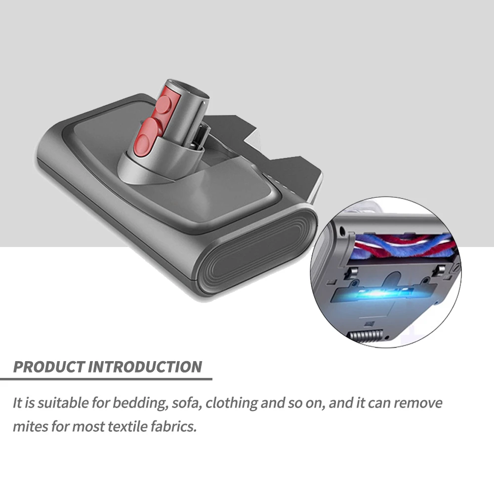 Replacement Electric Dust Mite Removal Brush Head for Dysons V11 V10 V8 V7 Vacuum Cleaner UV Mop Accessories