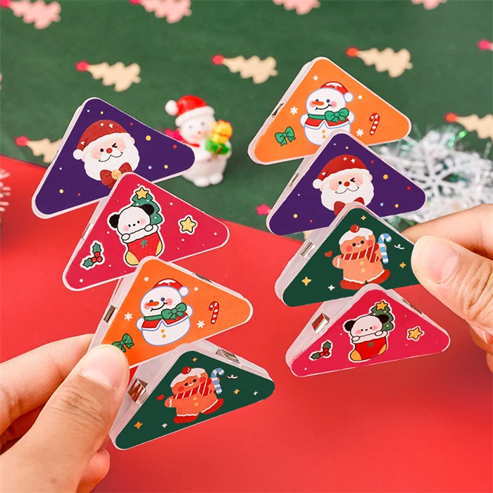 Wholesale Price 2025 new trending kawaii christmas gifts stationery custom Plastic material bookmark paper clip triangle shapes