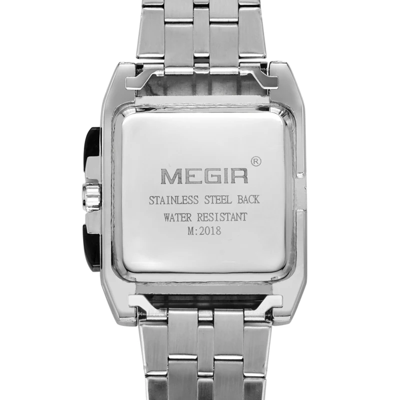 
Megir 2018 analog wrist watch stainless steel bracelet watch square watch for men 