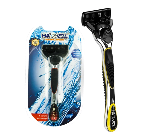 China stainless steel five 5 blade razor with razor head changeable metal shaver mens shaving