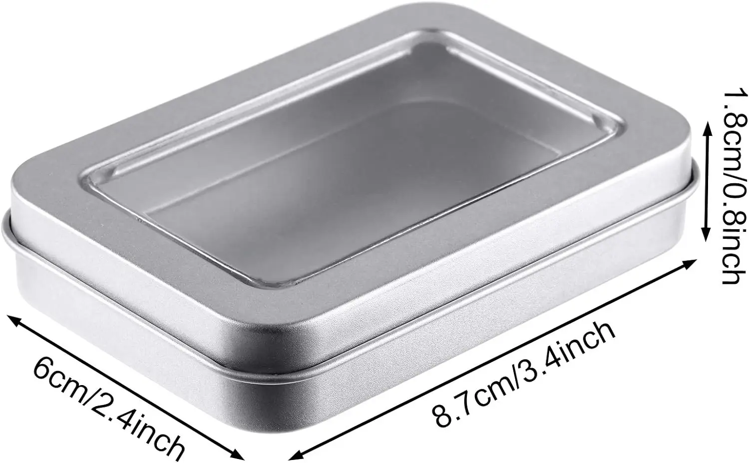 Custom Printed Metal Tin Box With Window Top Tinplate Smell Proof Container Tin Case Storage With Clear Transparent Lid