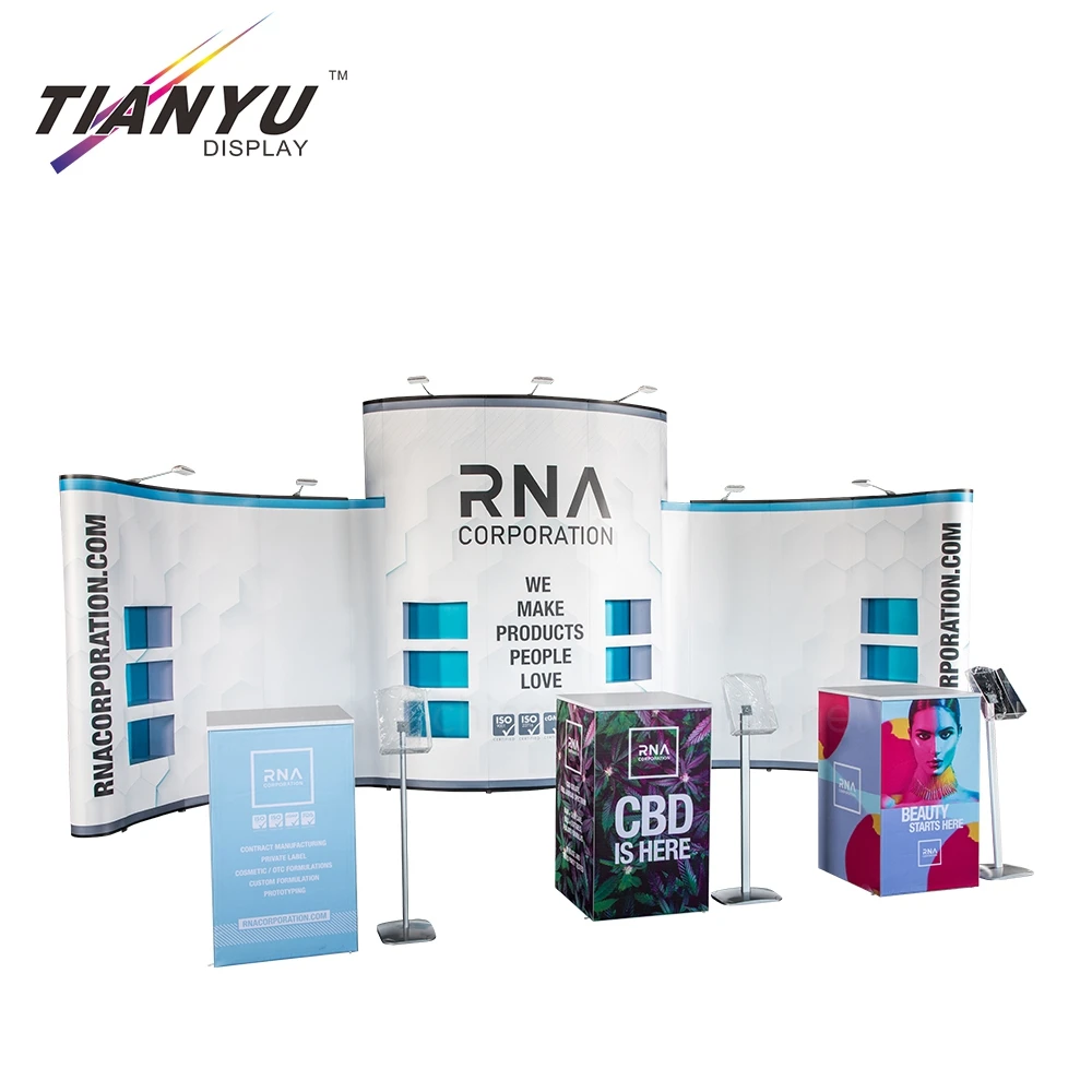 Tianyu Custom Aluminum Frame Pvc Magnetic Backdrop Exhibition Stand Curved Pop Up Trade Show Display