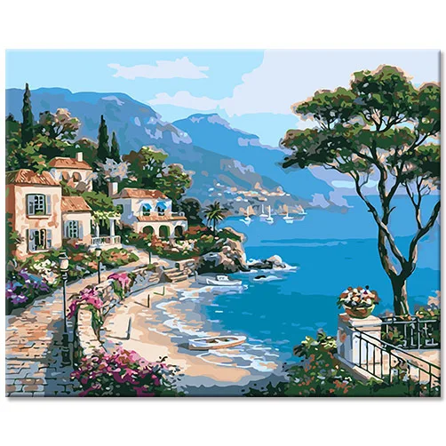 Greek Sea of love souvenirs gifts modern hand painted oil wall art decor number canvas painting