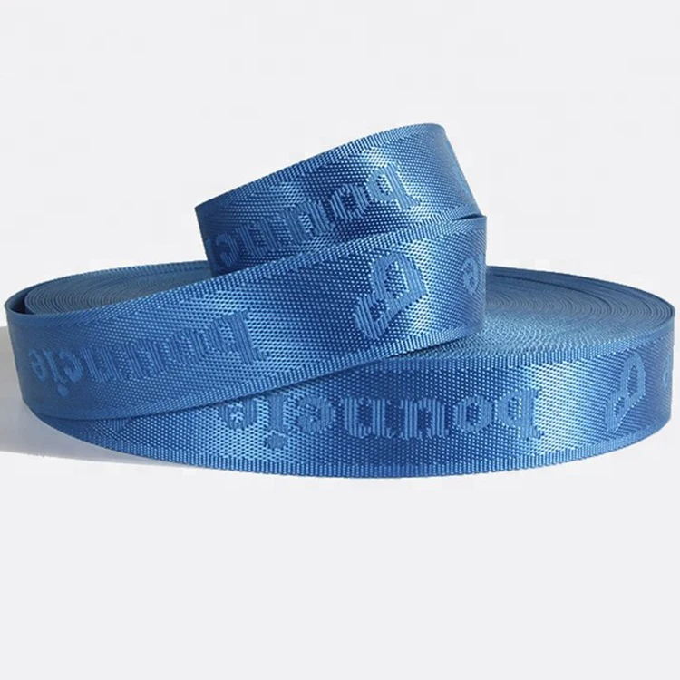 Custom colorful webbing/tpu coated nylon webbing with woven logo