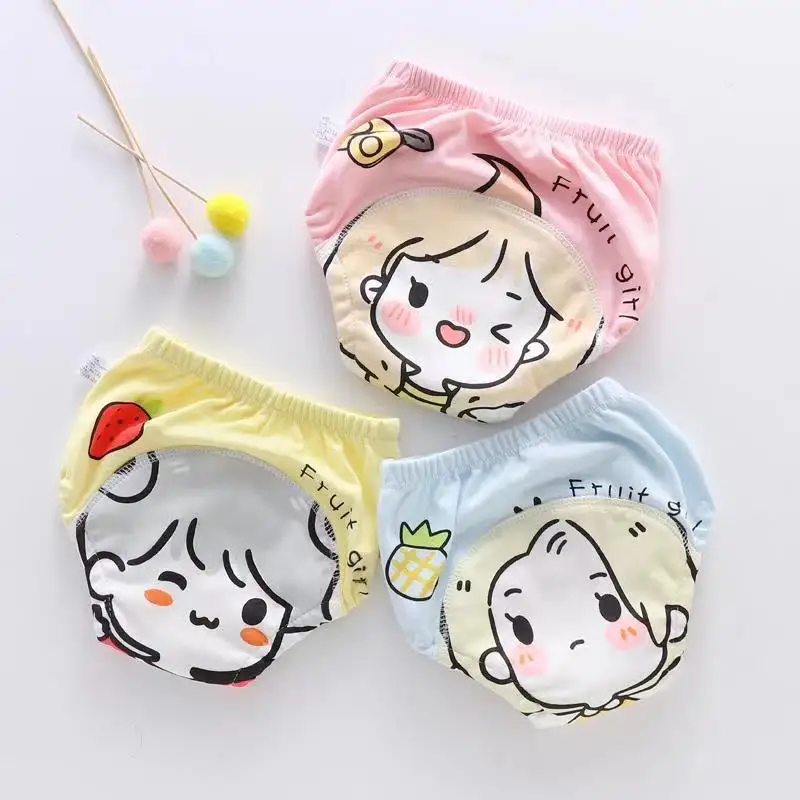 Multiply Absorbent Fabric Baby Potty Training Pant Cartoon Pattern Printed Elastic Waistline Underwear For Baby