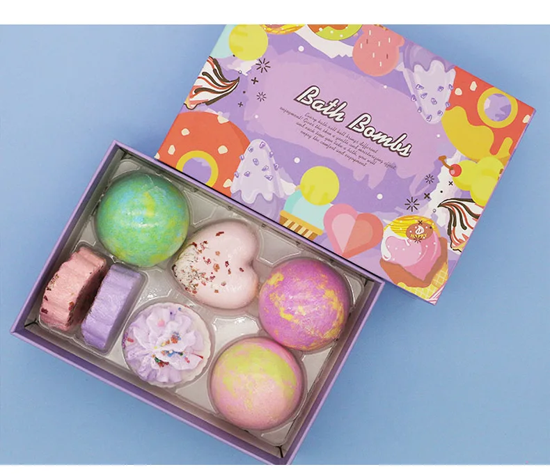  7 gift boxes of bath salt balls multi bubble essential