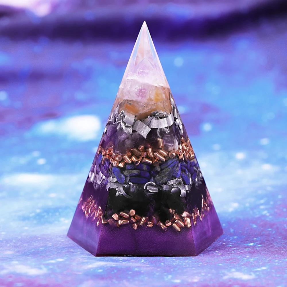 Orgone Pyramid For Emf Protection Amethyst Chakra Healing Meditation Yoga Energy Generator Home Office Decor Accessories