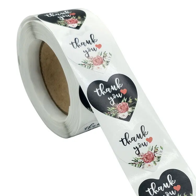 Custom Wholesale Thank You Sticker Flower Label Custom Stickers For Packaging