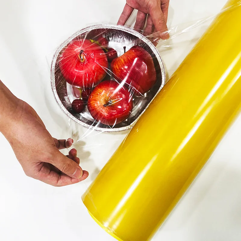 
China factory clear food packing film food grade PVC cling film plastic wrap 