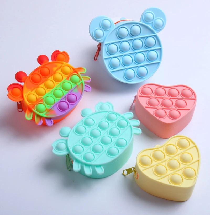 Cartoon Mouse Wallet Toy Zipper Purse Fidget Purse Push Press Bubble Sensory Silicone Coin Storage Bag