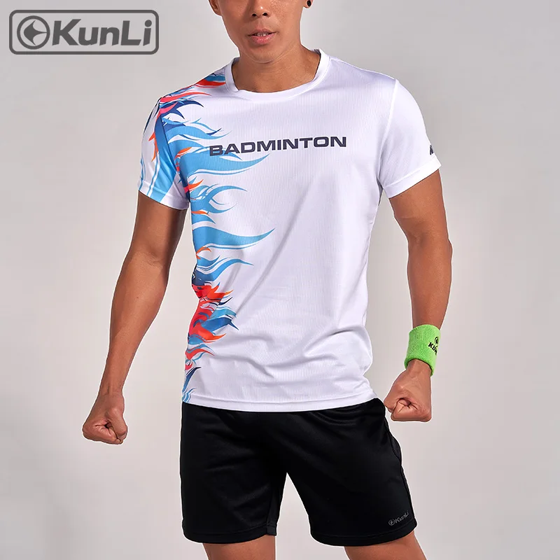 Kunli, индивидуальный дизайн, футболка для бадминтона, мужская спортивная одежда, дышащая быстросохнущая футболка для бадминтона, тенниса, волейбола, футбола