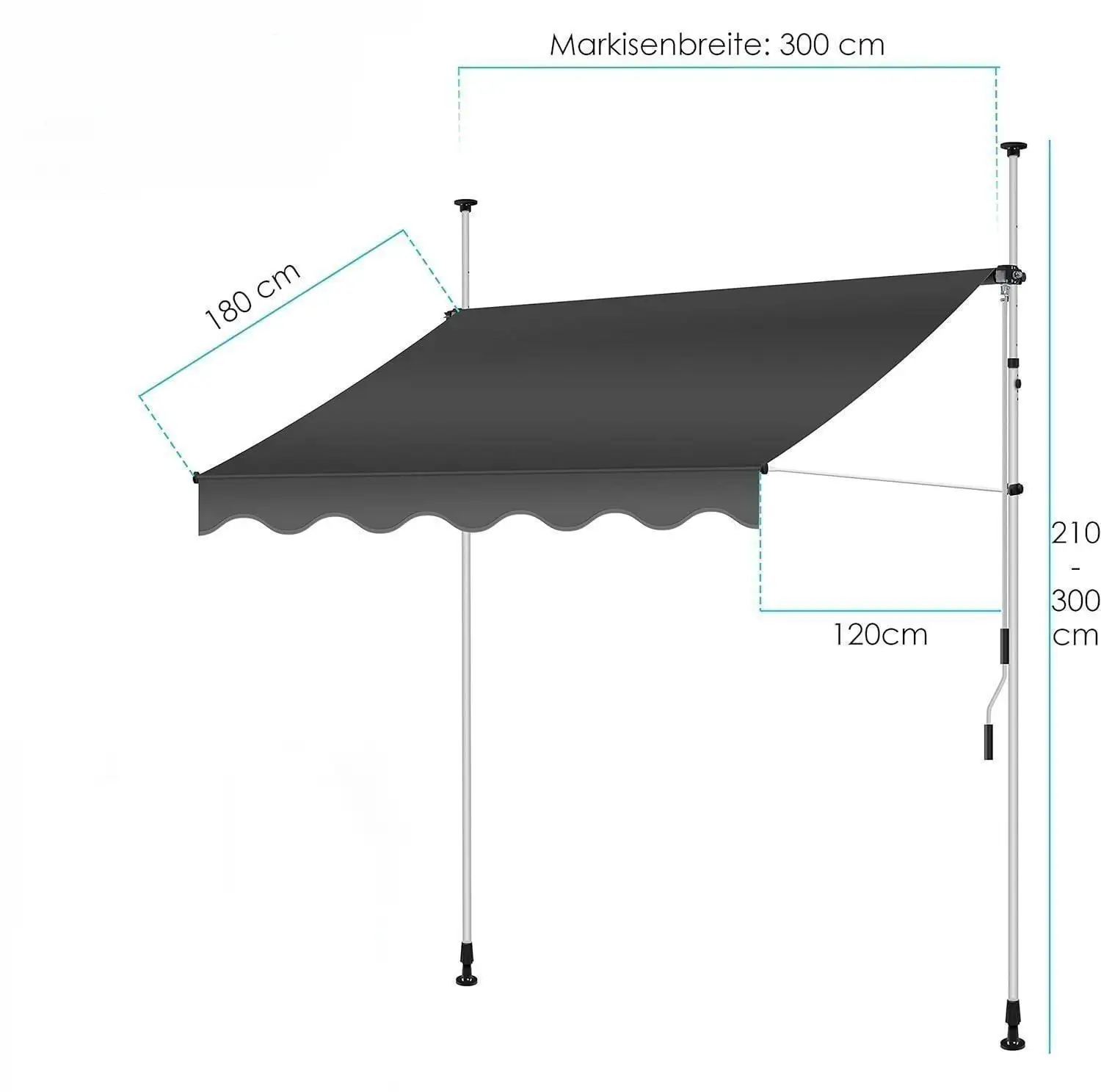 Hot sell Product Vertical Awning with Crank Handle Sun Protection Awning with Grey color