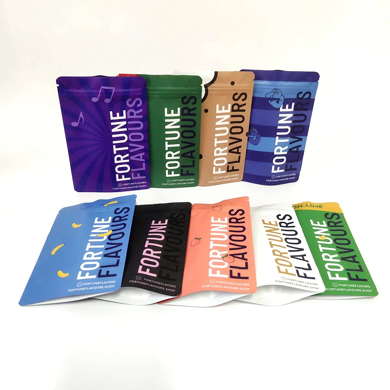 Customized Printed Logo Matte Zip lock  Reusable  Three Side Seal Aluminum Bags 3.5g Mylar Bag for candy teaFood Storage