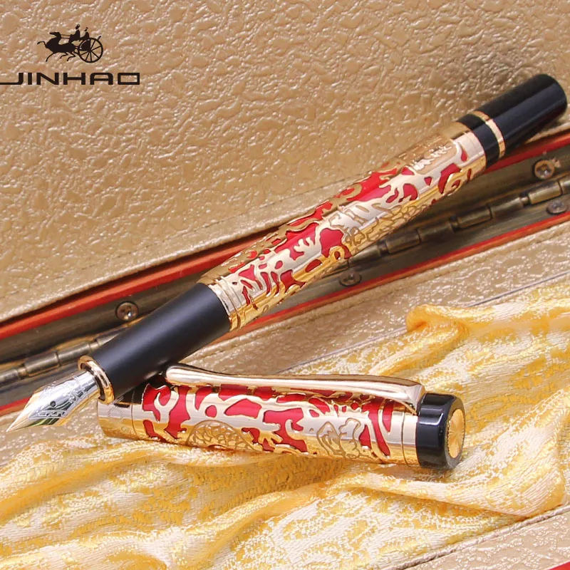 Jinhao 5000 Promotional Luxury custom pen design carving Flower Fountain pen Business gift customized brand name calligraphy pen