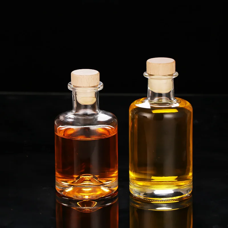 Прозрачный круглый пустой флакон 100 мл 200 250 300 стеклянная бутылка с пробкой для ликера вина виски текилы водки